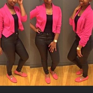 Pink crop Blazer
